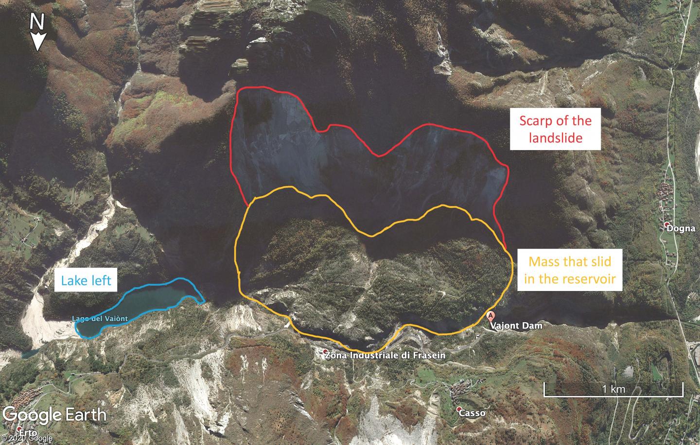 Vajon Dam Aerial Schematic