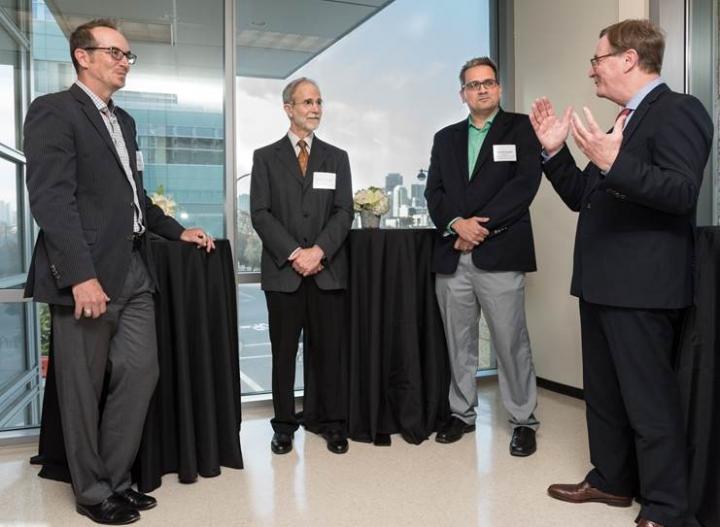 Representatives from Thermo Fisher, Gladstone, and UCSF at the opening of the Thermo Fisher Scientific Proteomics Facility