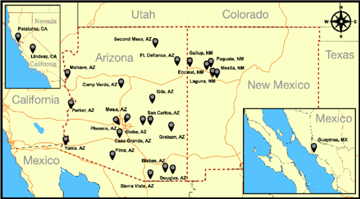 Map of sites