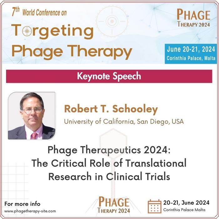 Prof. Robert T. Schooley will present a keynote speech during Targeting Phage Therapy 2024