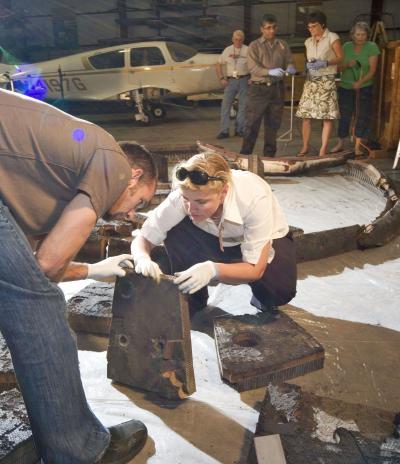 Examining an Apollo Heat Shield (2 of 2)