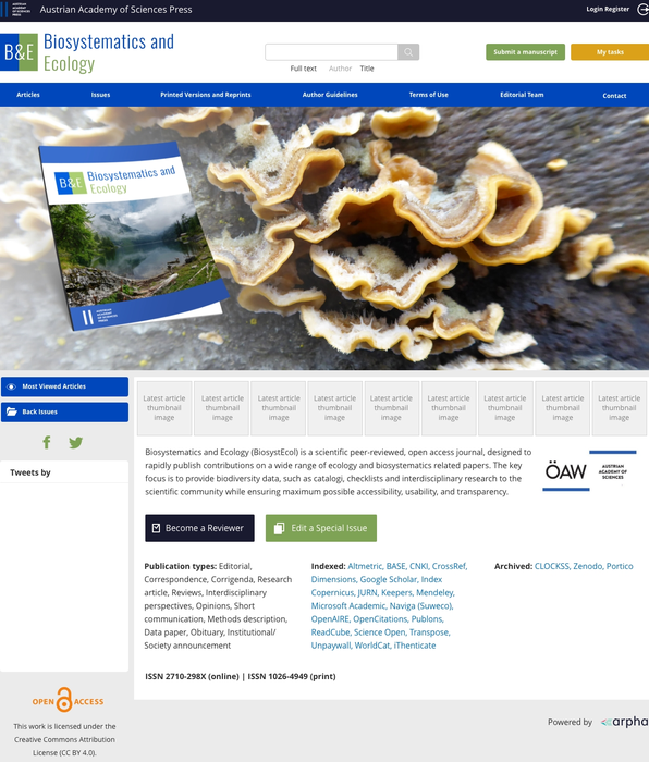 The website of the journal Biosystematics and Ecology