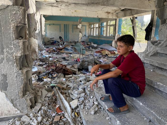 A destroyed UNRWA school in Gaza