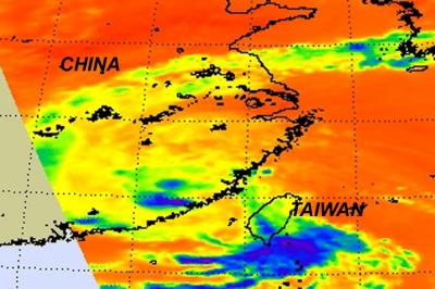 NASA Infrared Image of Tropical Depression Nanmadol Over China
