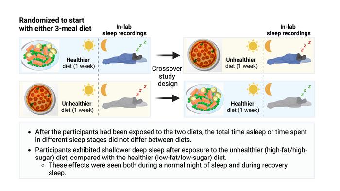 Illustration describing how junk food may impair our deep sleep