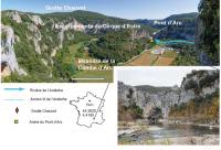 The Cirque d'Estre shapes the natural setting of the Chauvet Cave and the Pont d'Arc