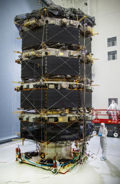 NASA's MMS Observatories Stacked for Testing