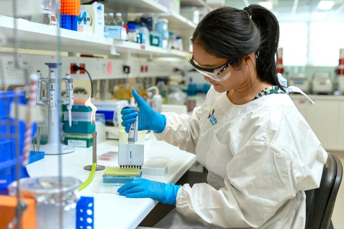 Research Fellow Dr Aimee Tan working at the bench at the Doherty Institute