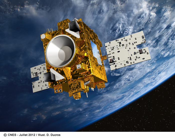 Rendering of the MICROSCOPE Satellite in Space.