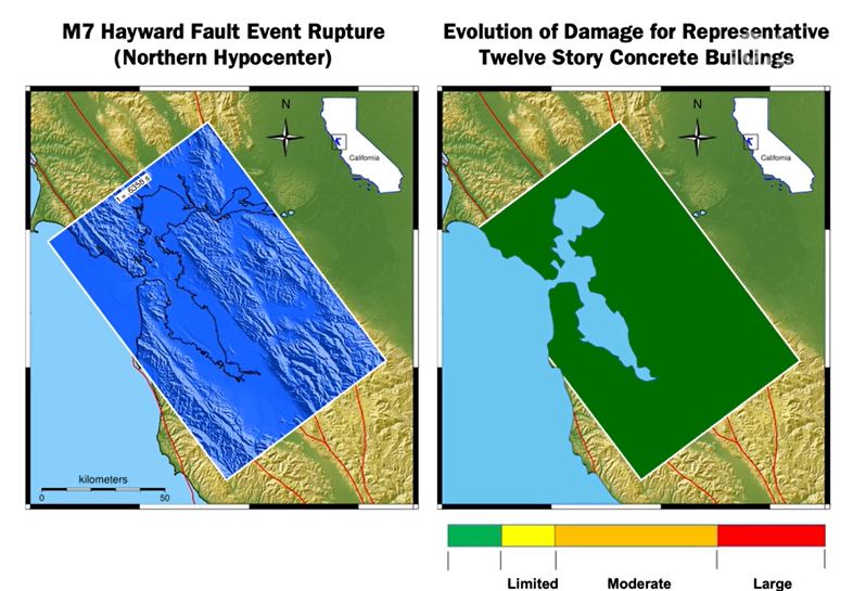 Northern Hayward fault rupture simulation