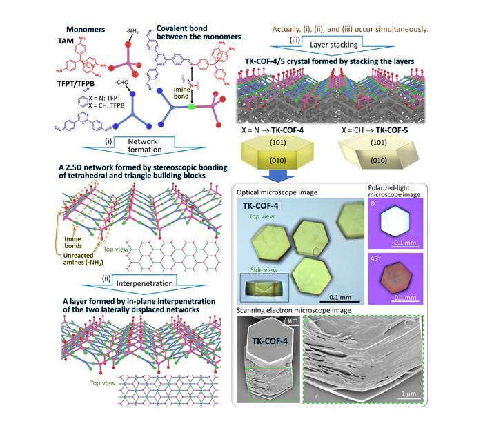 Porous organic crystals with new 2.5-dimensional skeleton