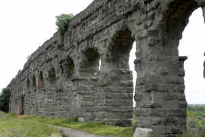 A field photograph of the Anio Novus aqueducts of ancient Rome.