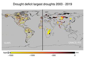 Water deficit caused by the longest droughts (at least nine months)