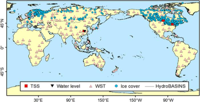 Locations of in situ data for four water parameters examined in this study.