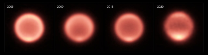 Thermal images of Neptune taken between 2006 and 2020