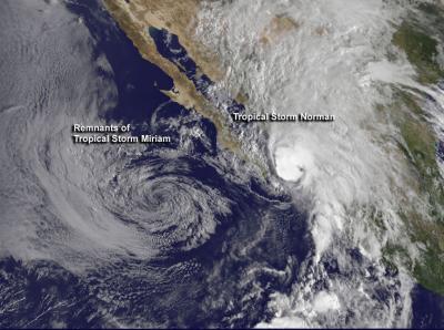Tropical Storm Miriam's remnants and Tropical Storm Norman