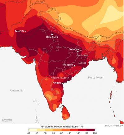 Hottest Daytime High Temperatures in India During the Week May 24-30, 2015