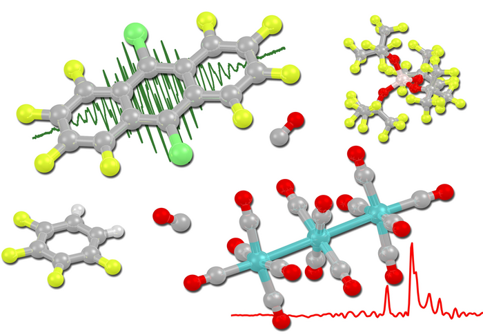 Perhaloanthracene radical cations deelectronize trimetal dodecacarbonyls under carbon monoxide pressure to form the first clustered transition metal cations.