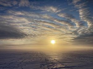 Clouds in Antarctica. Midnight sun at Christmas 2022 looking south "towards the South Pole".