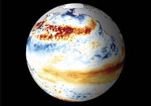 Sea surface temperature anomaly relative to the average for 1982-2023