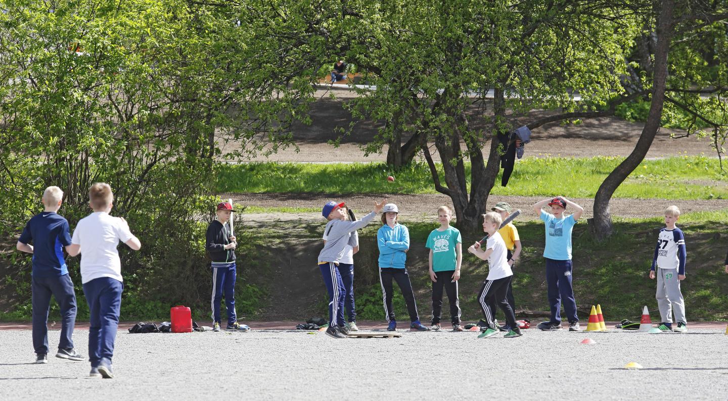 Children Playing Finnish Baseball