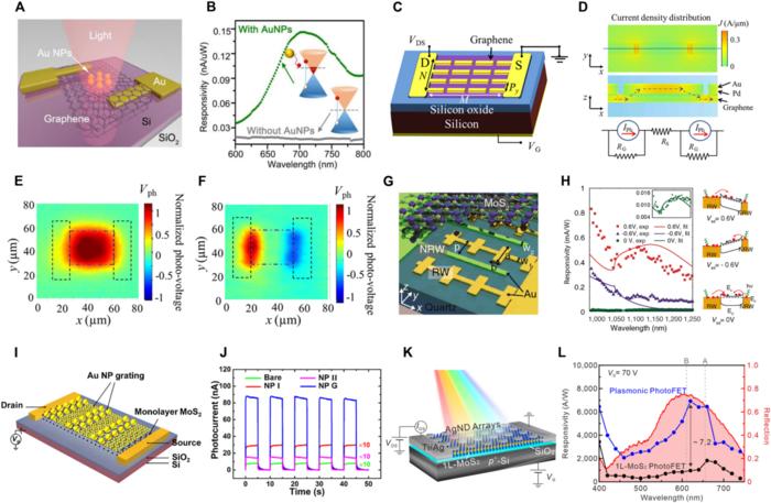 LSPR mode-enhanced photodetectors for two-dimensional materials