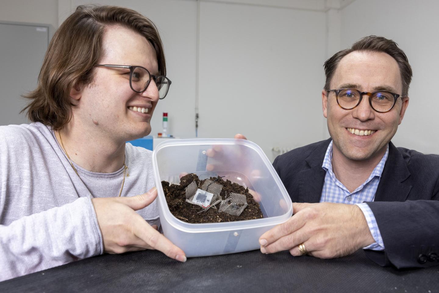 Xavier Aeby and Gustav Nystr&ouml;m invented a fully printed biodegradable battery made from cellulose and other non-toxic components.