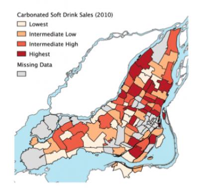 Geographical Distributions of Soft Drink Consumption in Montreal (1 of 2)