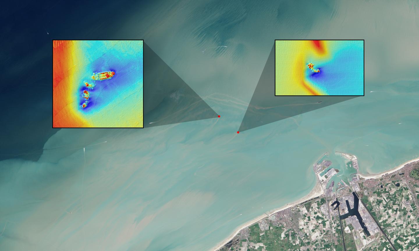 Landsat Satellite Image of Wreck Sites of the SS Sansip and SS Samvurn