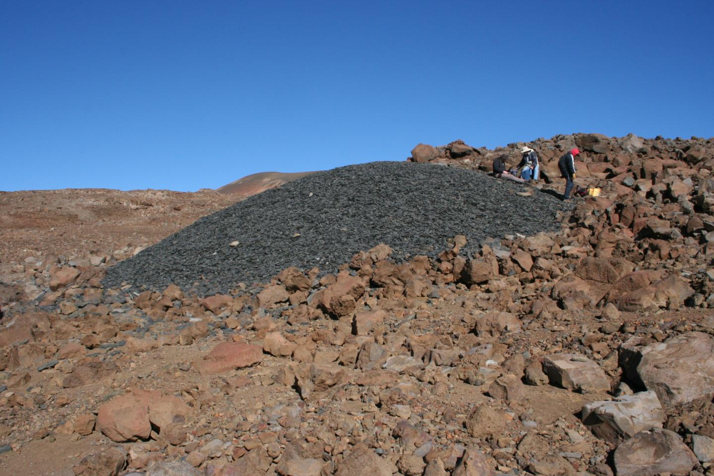 Pile of stone flakes at Mauna Kea