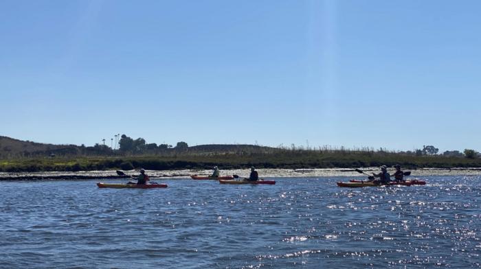 USC researchers collect water samples on kayaks