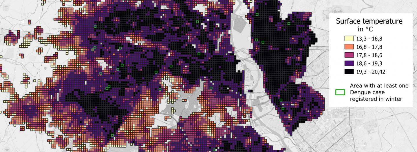 Heat island mapping and winter dengue cases