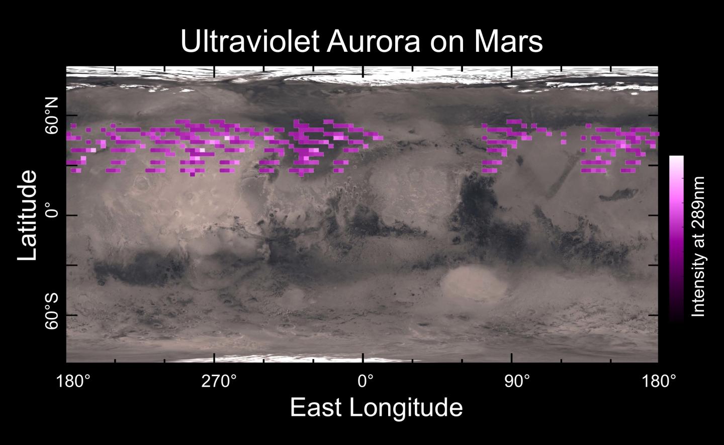 Map of MAVEN's  IUVS Auroral Detections -- December 2014