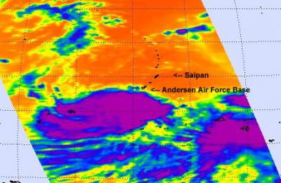 NASA AIRS Infrared Image of Tropical Depression 11W