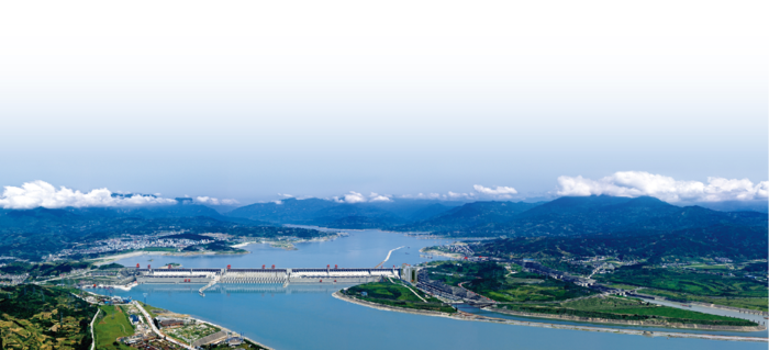 Panoramic view of the Three Gorges Dam on the Yangtze River, China