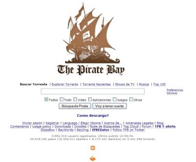 Screenshot of 'The Pirate Bay' [IMAGE]