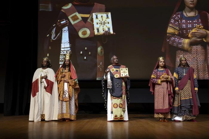 Presentation of re-created costumes based on wall paintings from the cathedral of Faras