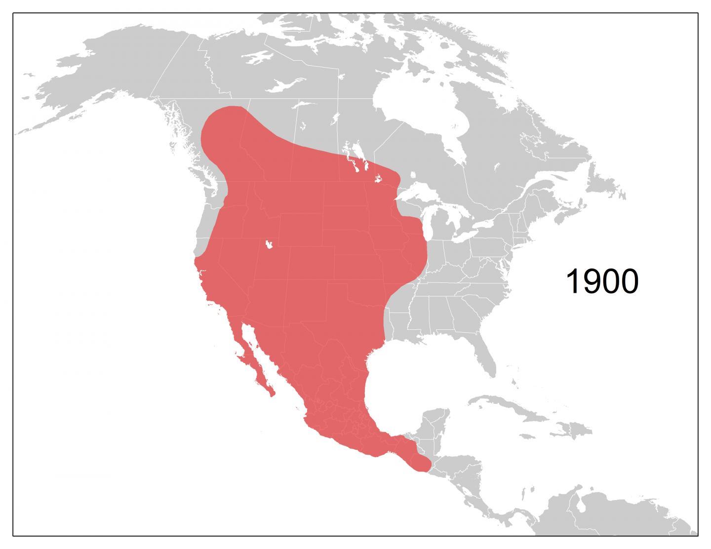 Coyote Range Expansion by Decade, 1900-2016