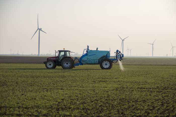 Crops being treated with nitrogen fertiliser