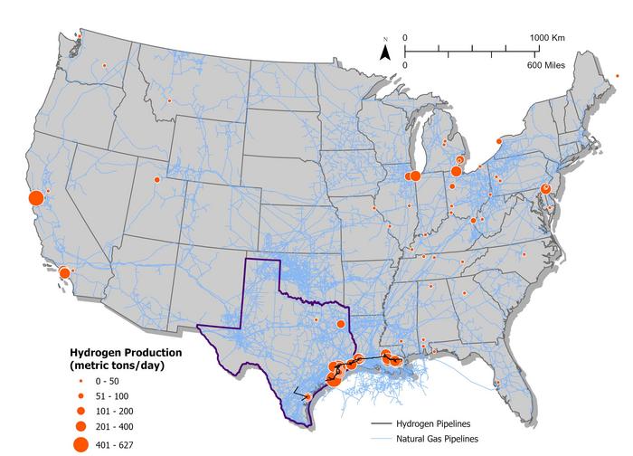 Hydrogen production and pipelines in the U.S