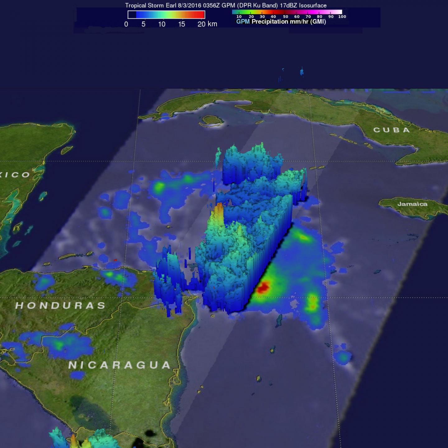 NASA's GPM Sees Towering Thunderstorms in Intensifying Tropical Storm Earl