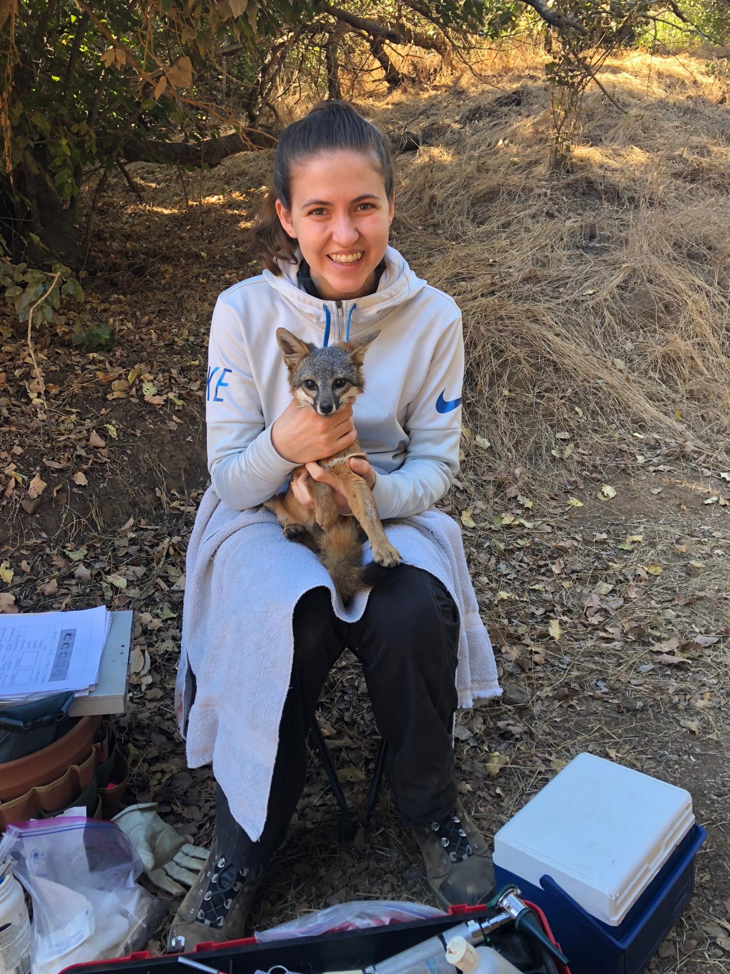 Princeton's Allie DeCandia and a Santa Catalina fox