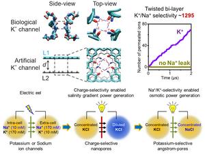 Artificial potassium ion channels with strict K+/Na+ selectivity upgrades electric-eel-mimetic ionic power generation