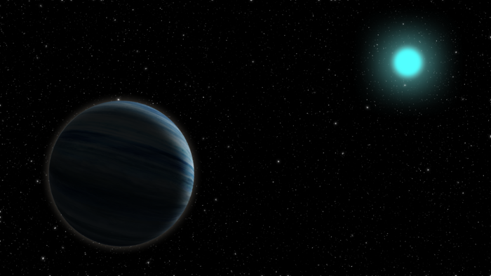 A warm Neptune around a hot, blue star