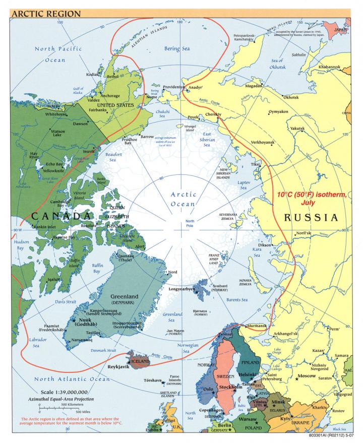 Arctic Region (Political) Map 2007