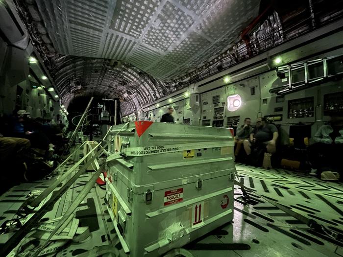 Shipping container with the canister of asteroid Bennu sample