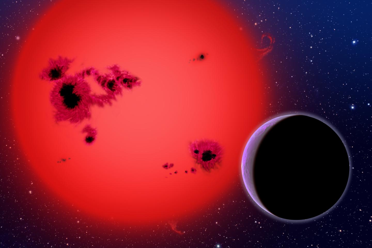 Artist's Impression of Red Dwarf Star with Planet