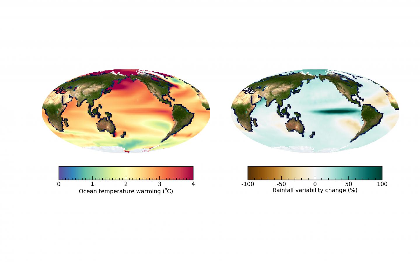 Global ocean warming pattern and change in year-to-year rainfall variability