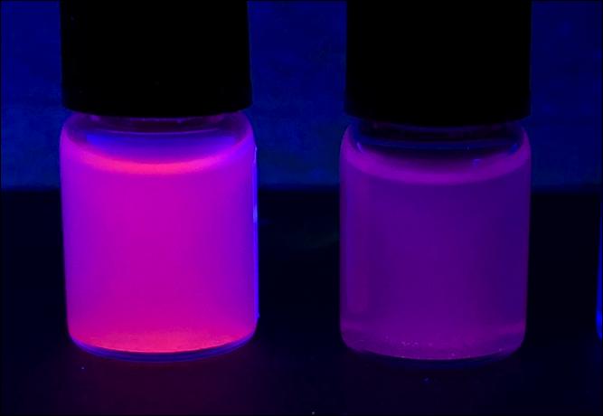 A Photograph of SION-105 Suspended in Solvents with and without Fluoride Ion Contamination