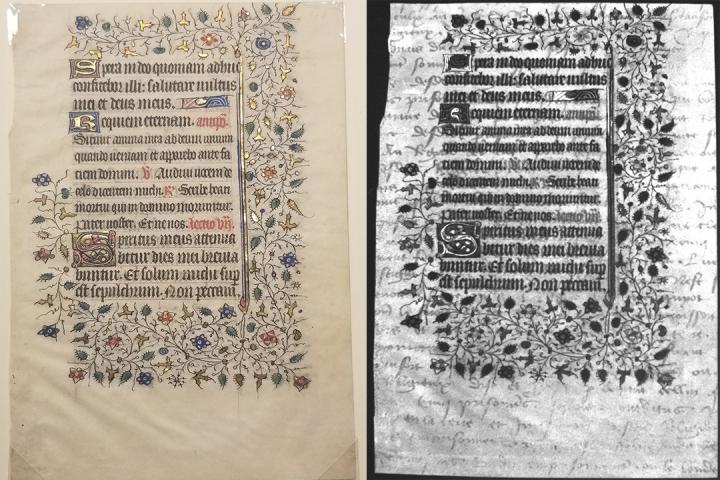 Manuscript on parchment with multiple layers of writing